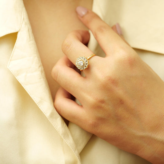 Floral Solitaire Engagement Ring