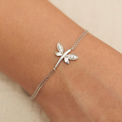 Dragonfly Natural Diamond Chain Bracelet