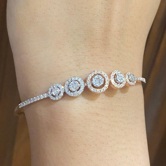 Halo Circle Cluster Pave Natural Diamond Bracelet