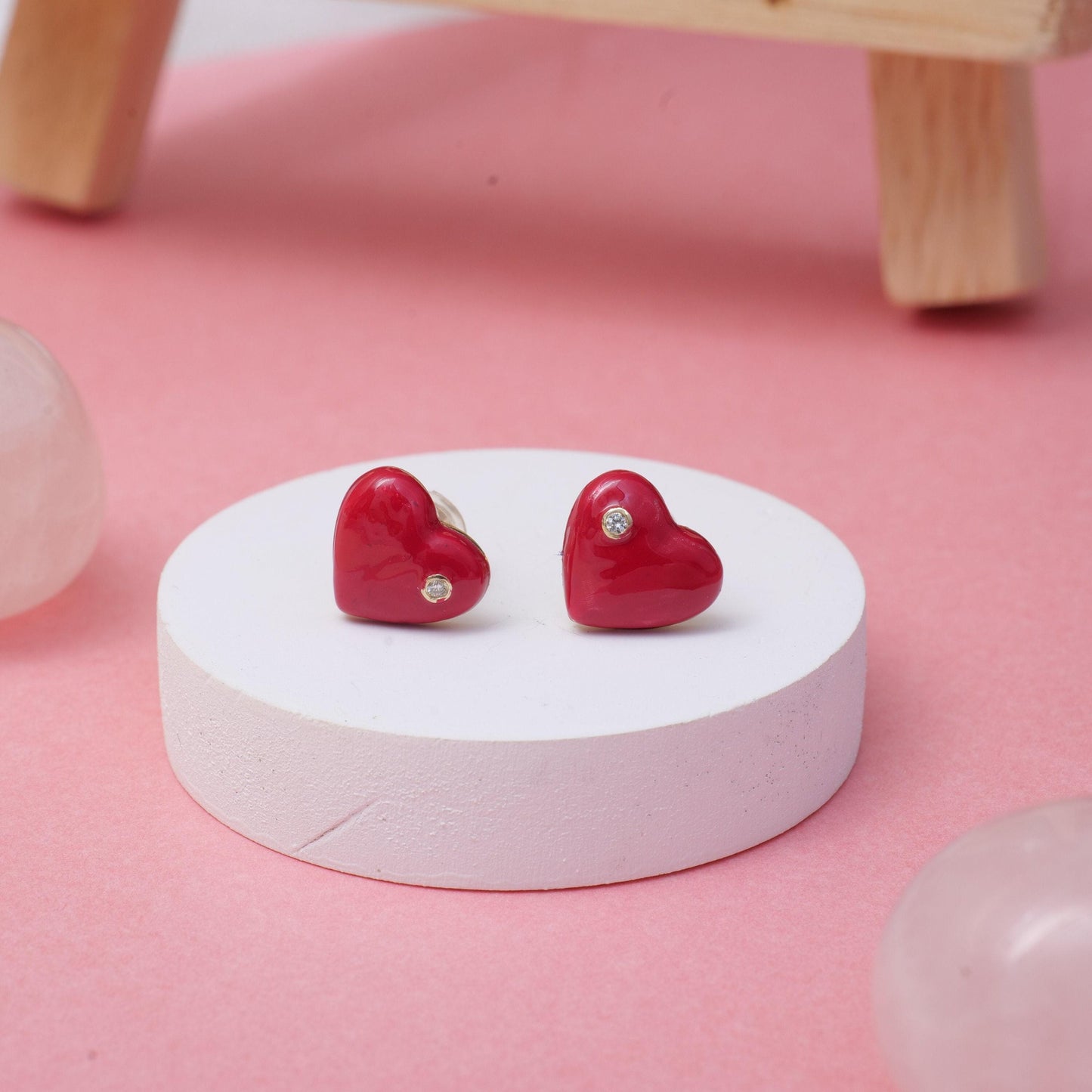 Kids Heart Diamond Stud Earrings