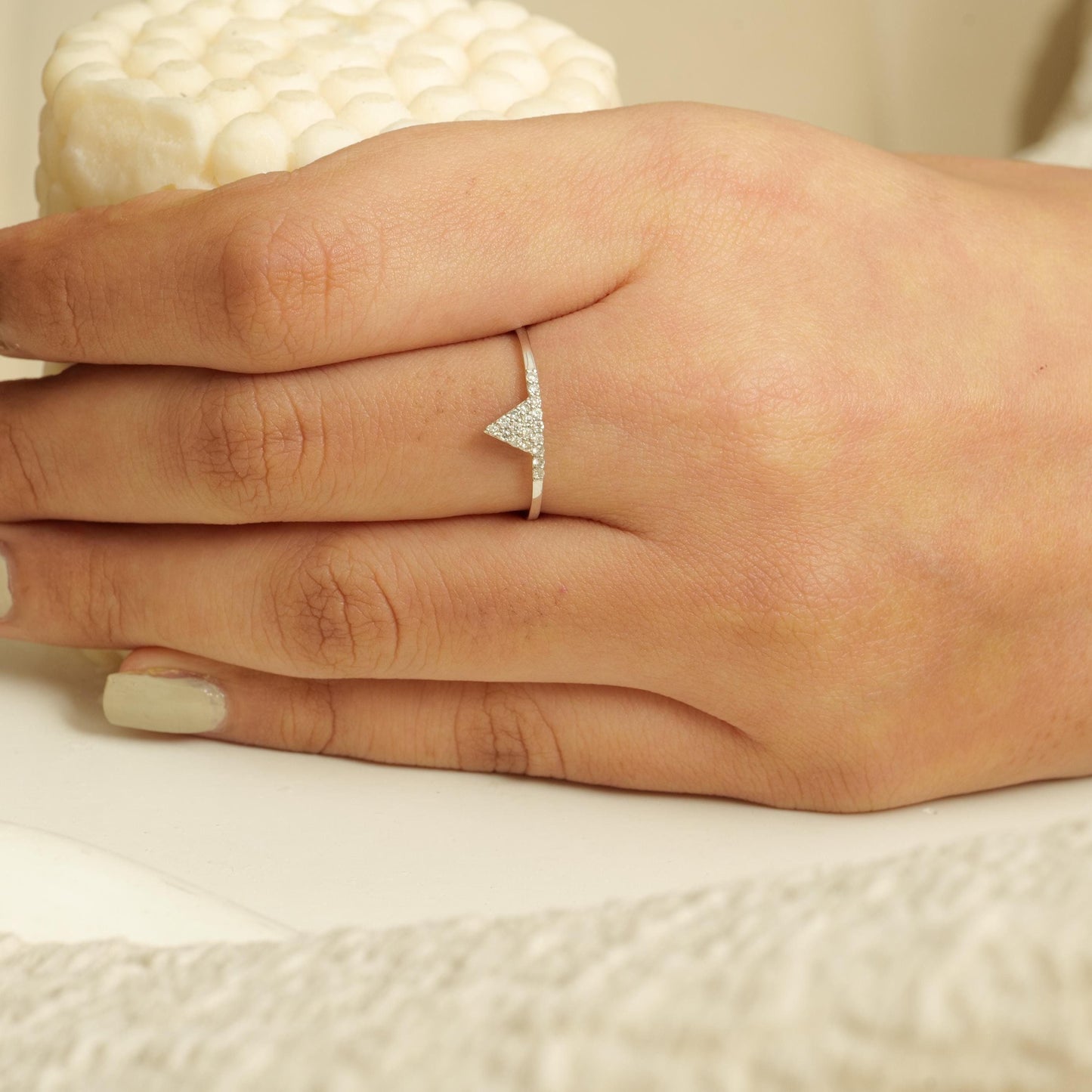 Triangle Natural Diamond Geometric Everyday Ring
