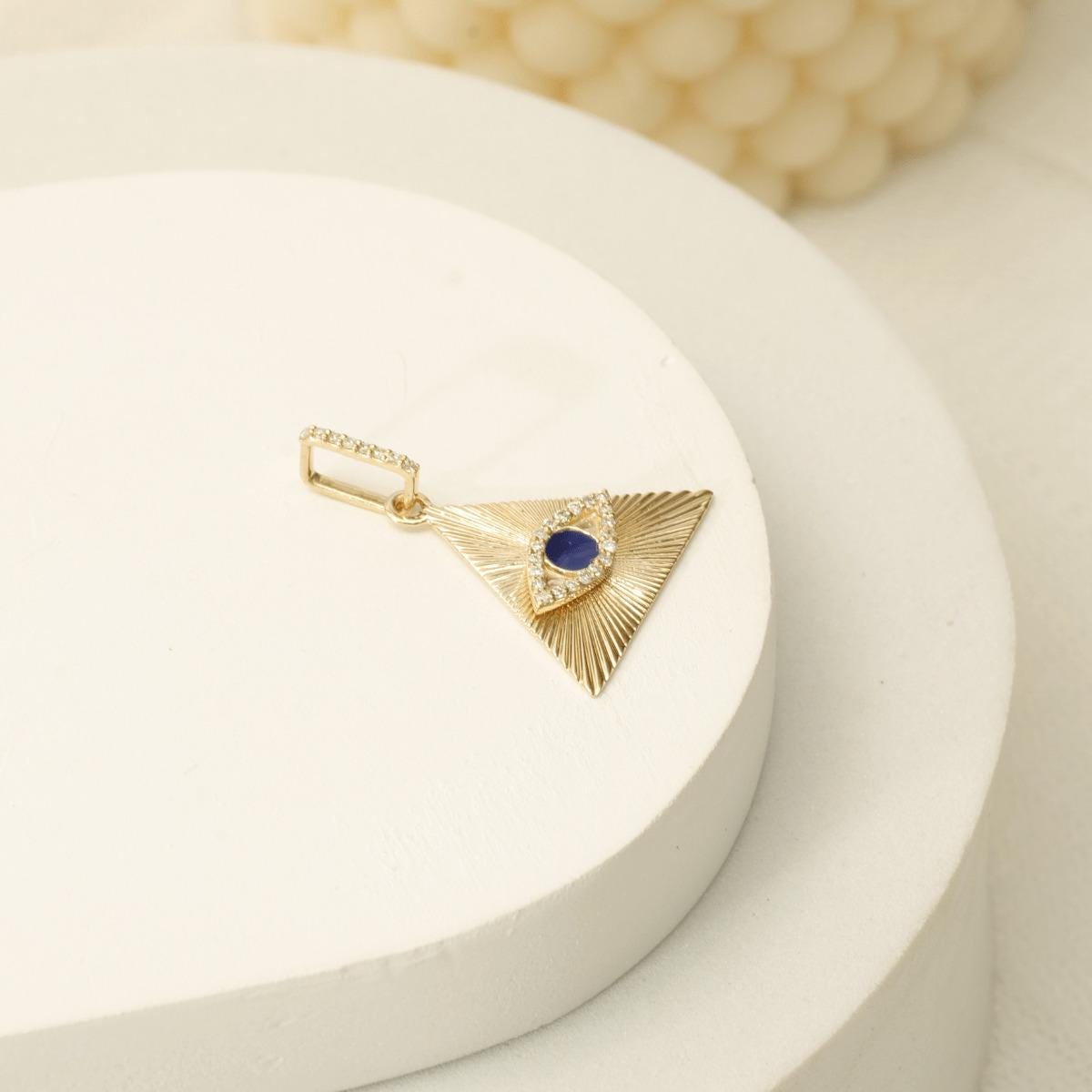 Triangle Evil Eye Natural Diamond Pendant
