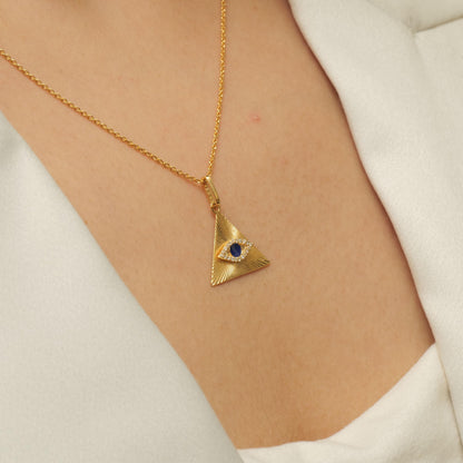 Triangle Evil Eye Natural Diamond Pendant