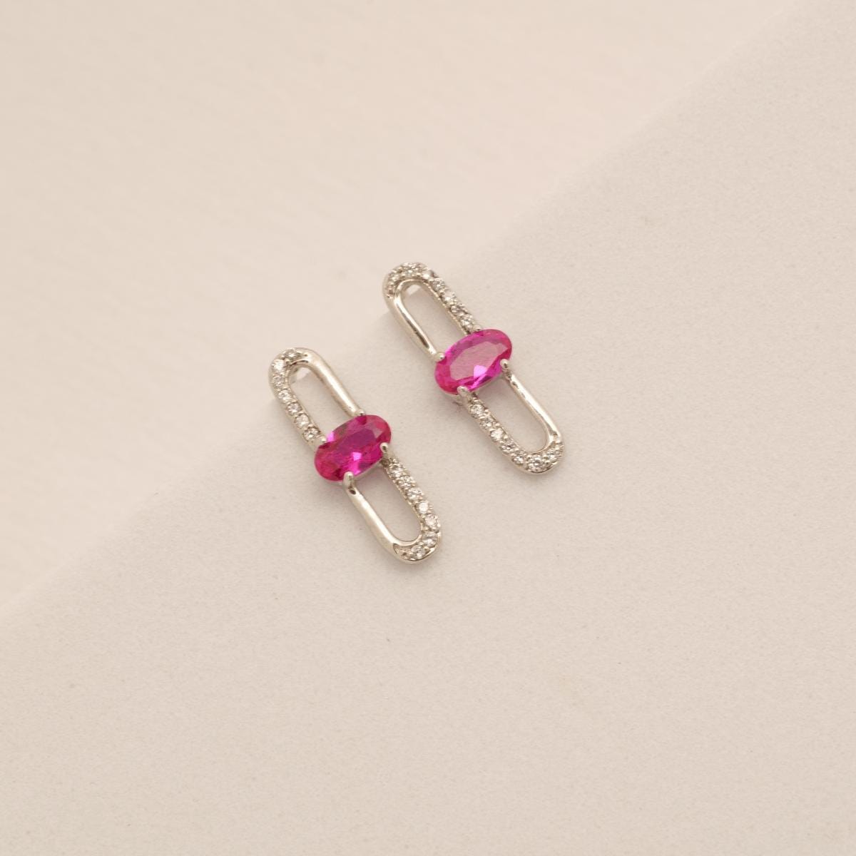 Paperclip Ruby Stud Earrings