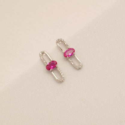 Paperclip Ruby Stud Earrings