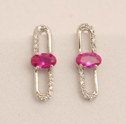 Paperclip Ruby Stud Earrings