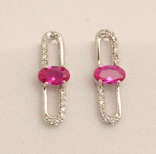 Paperclip Ruby Stud Earrings