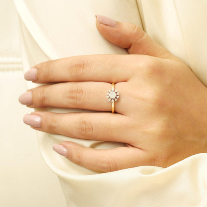 Flower Clustered Natural Diamond Ring