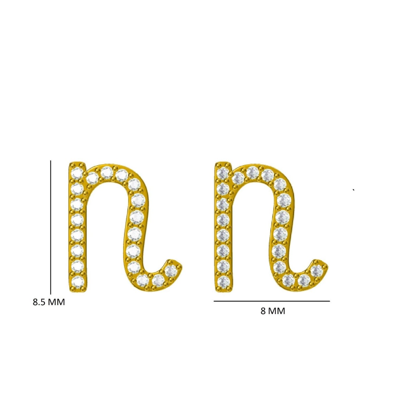 N Initial Stud Earrings