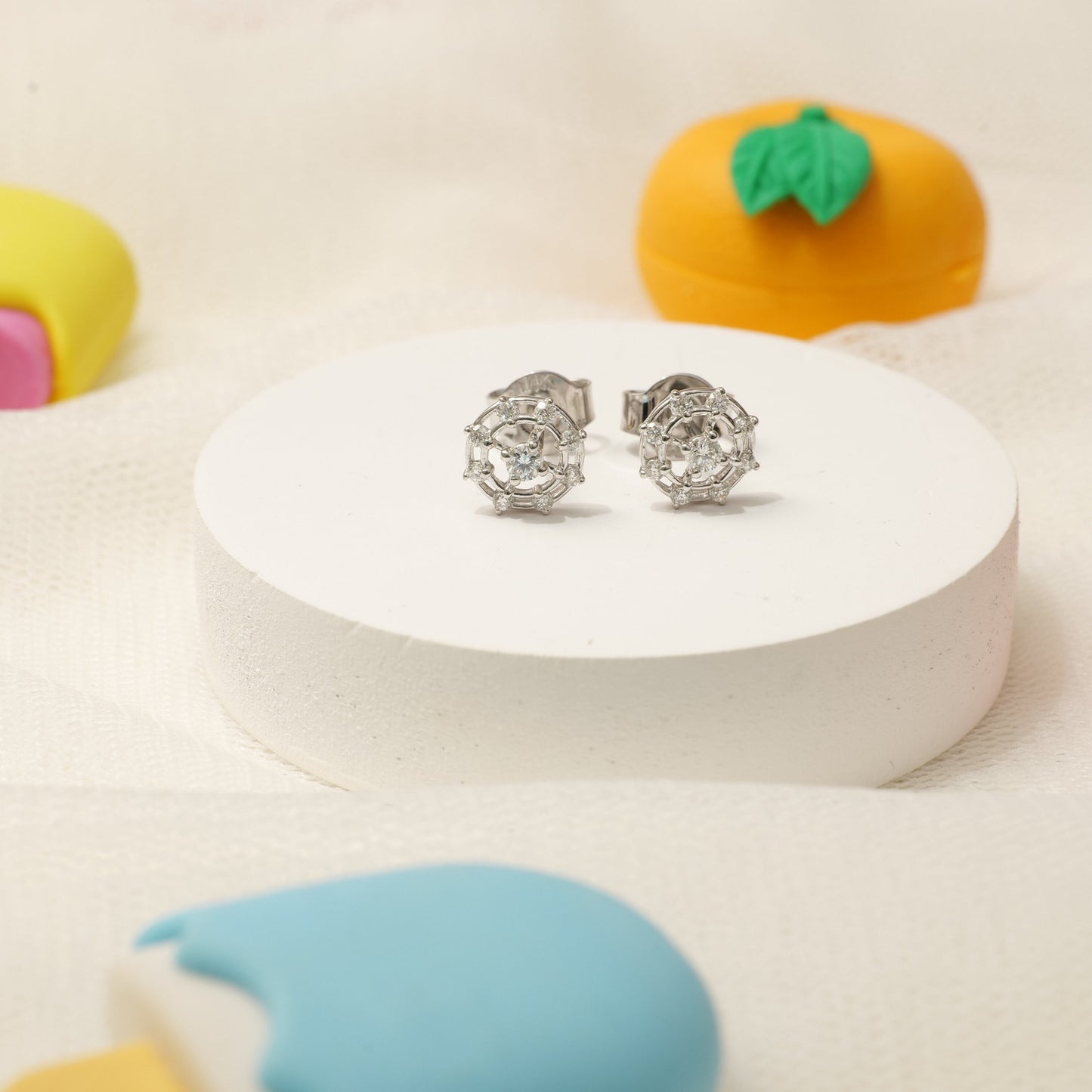 Kids Wheel Diamond Stud Earrings
