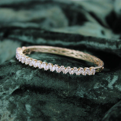 Marquise Natural Diamond Bridal Bangle Bracelet