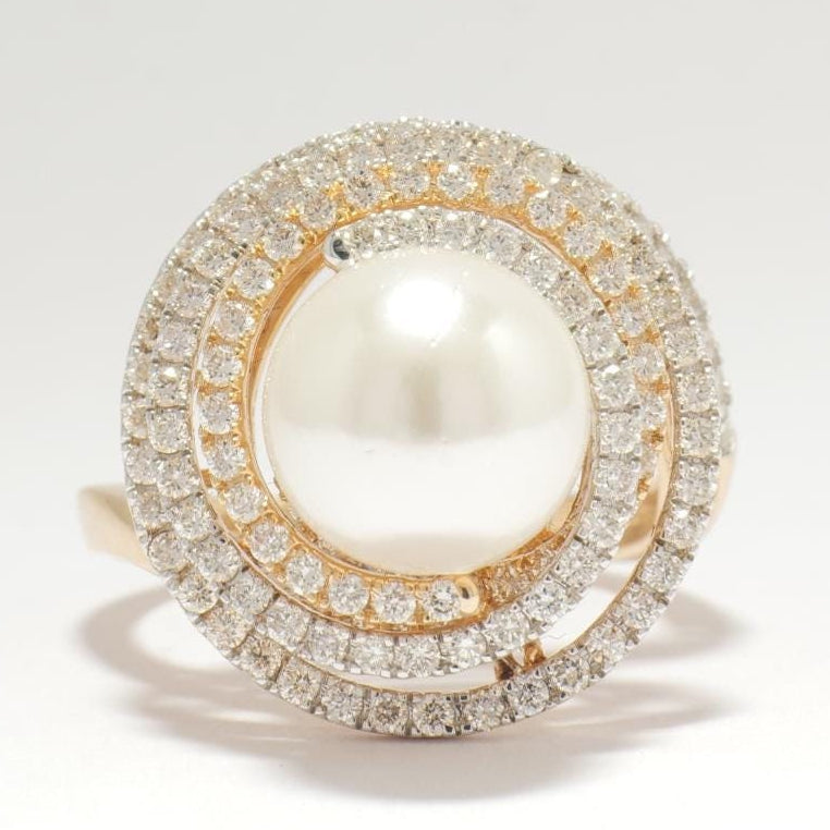 Pearl Spiral Natural Diamond Ring