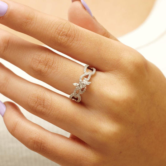 Vine Leaf Diamond Art Deco Ring