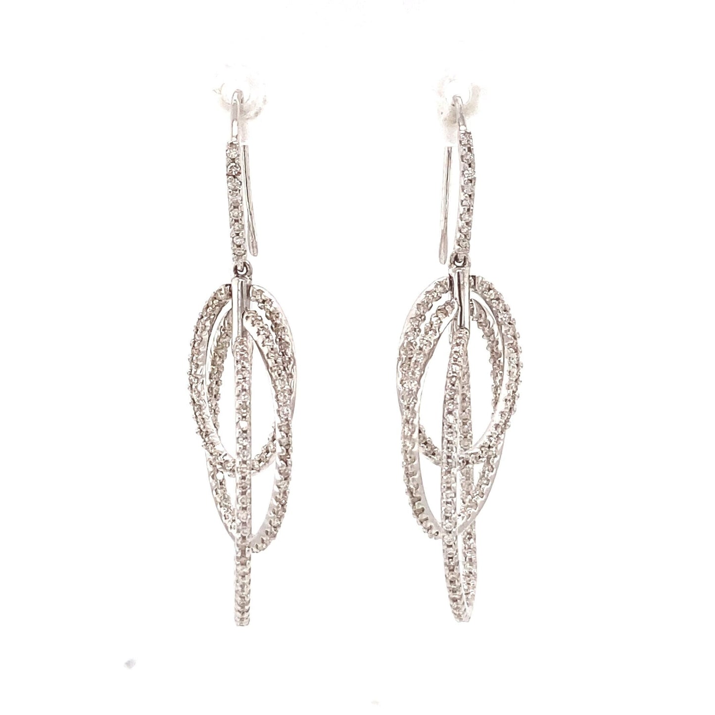 Triple Hoop Diamond Dangle Earrings