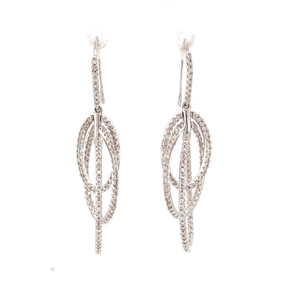 Triple Hoop Diamond Dangle Earrings