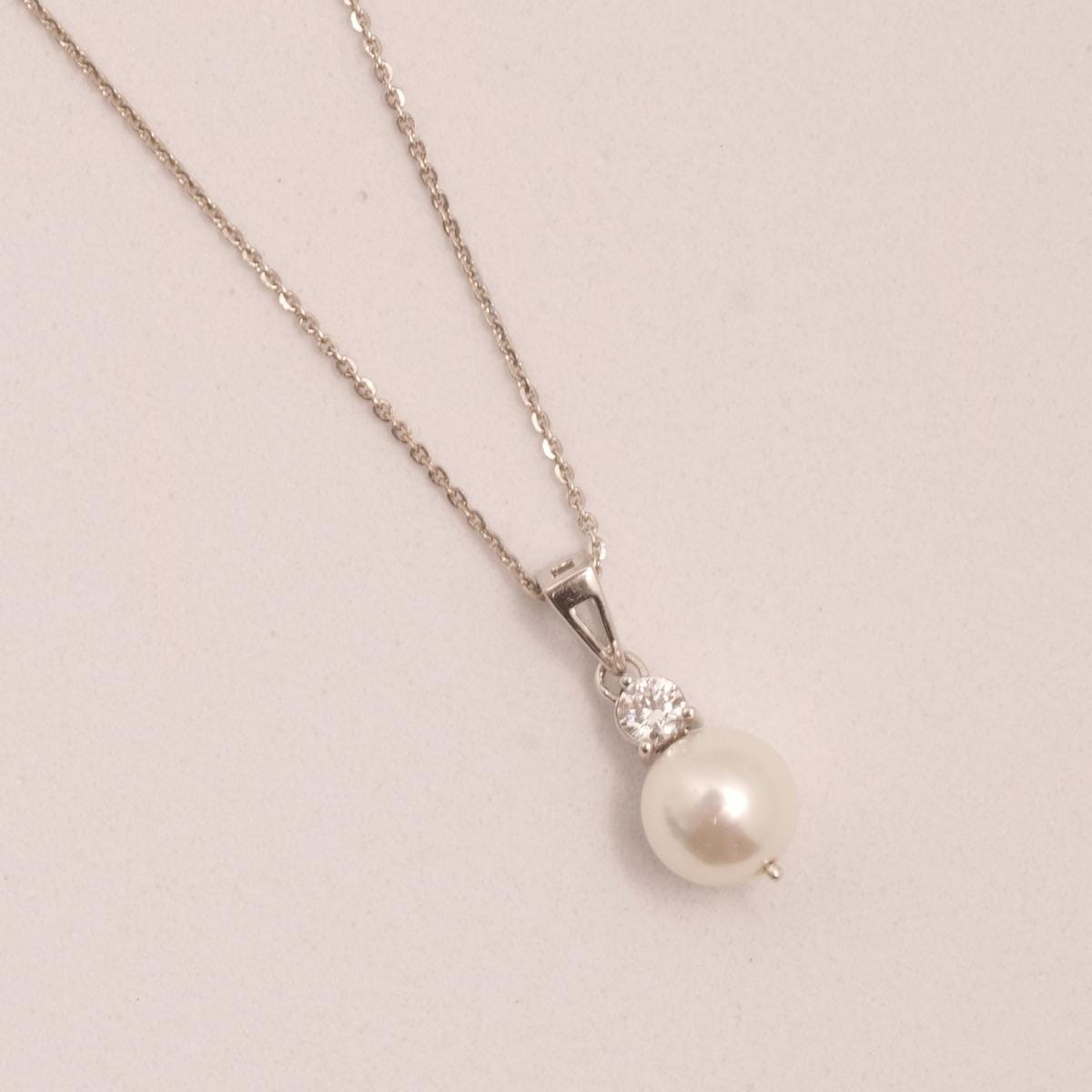 Pearl Diamond Pendant Necklace
