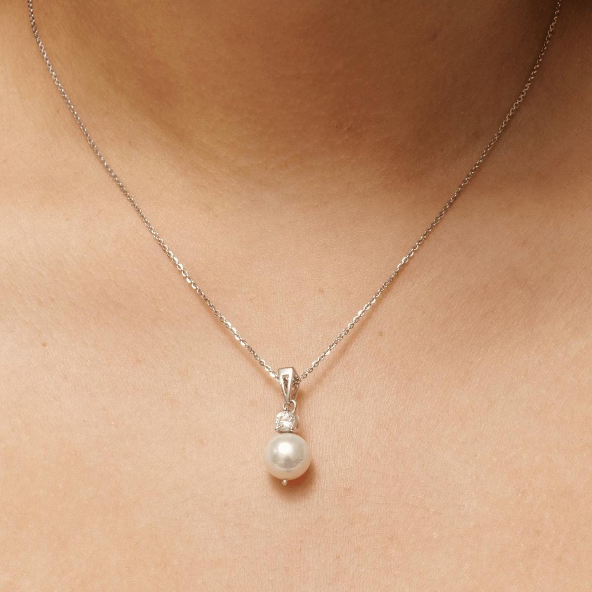 Pearl Diamond Pendant Necklace