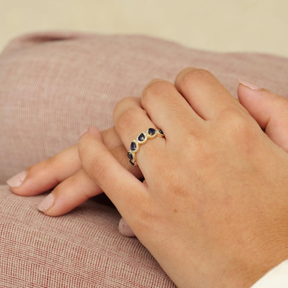 Pear Blue Sapphire Diamond Ring
