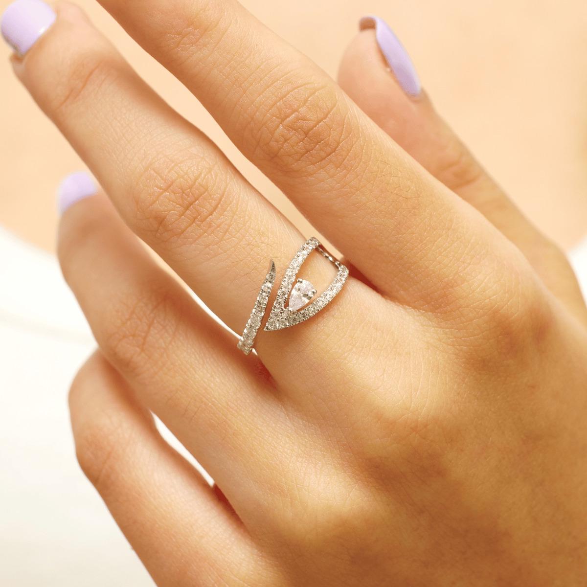 Leaf Pear Diamond Wrap Ring