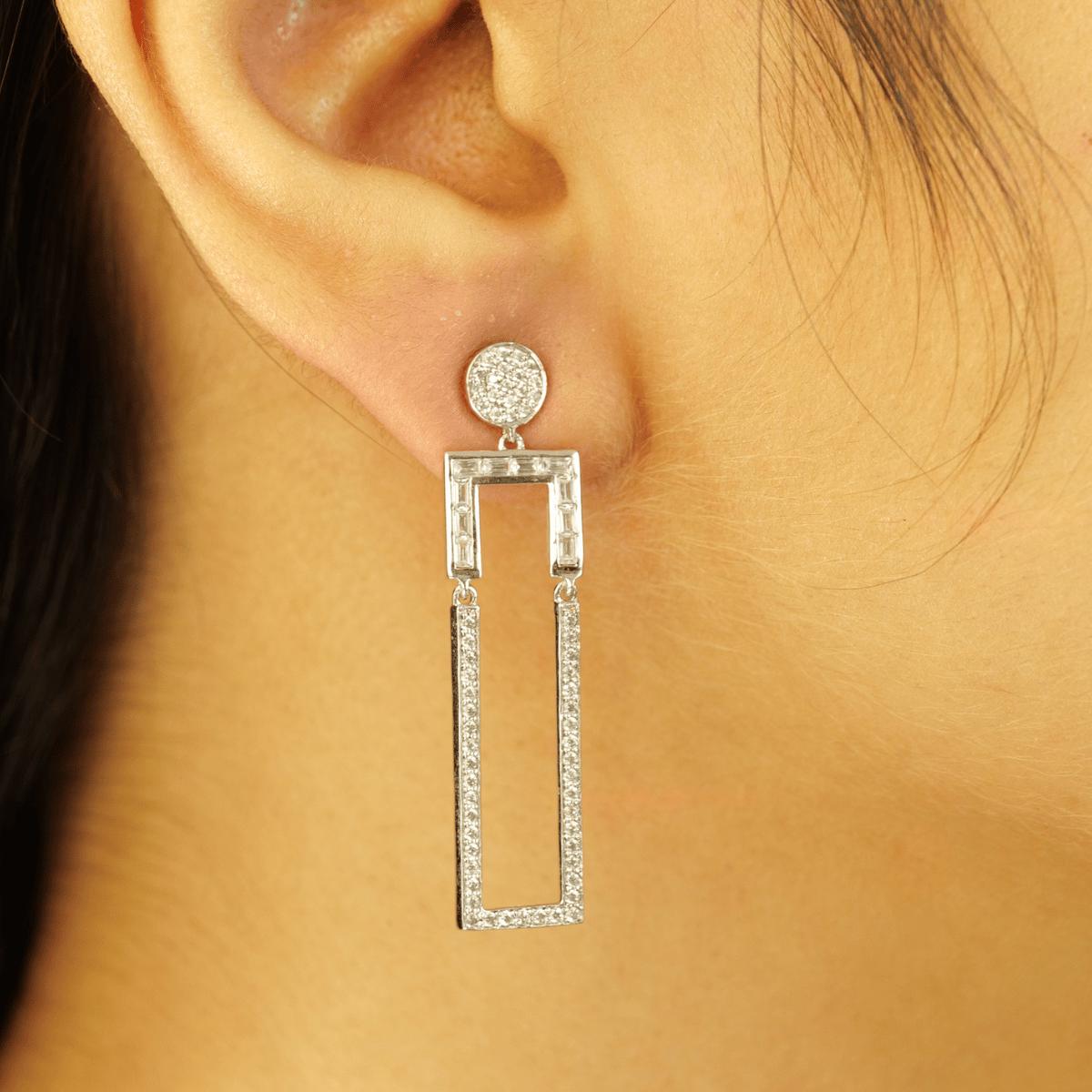 Geometric Rectangular Drop Long Dangle Earrings