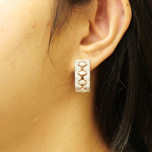 Marquise Diamond Huggie Earrings
