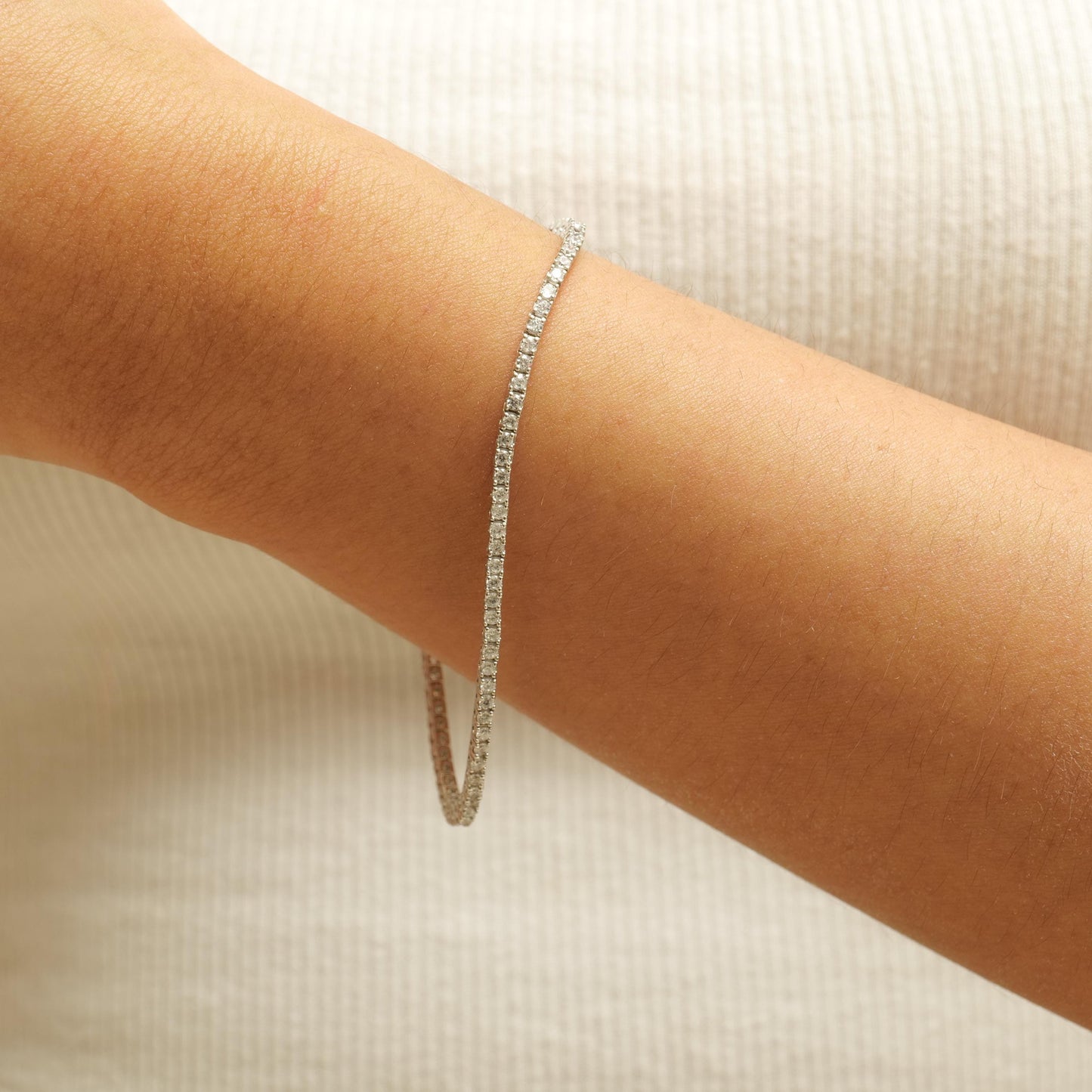 Line Eternity Tennis Natural Diamond Stackable Bracelet