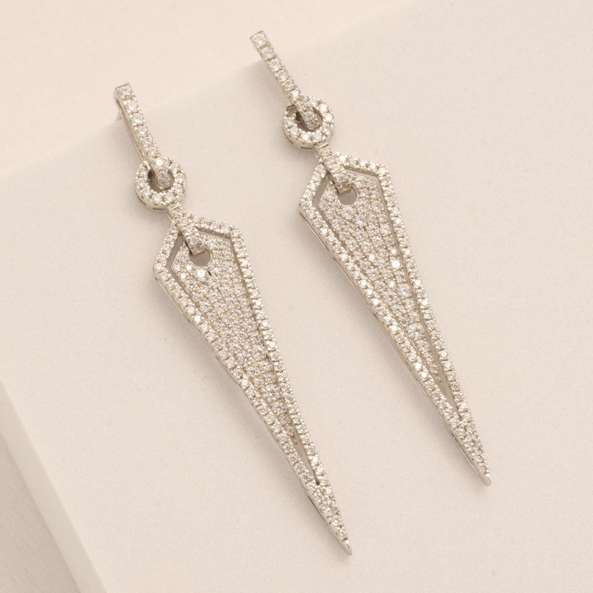 Geometric Halo Spike Diamond Earrings