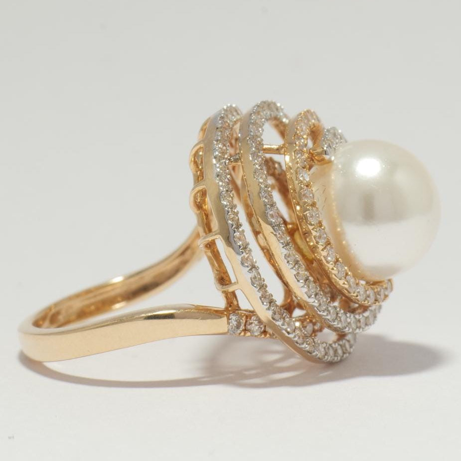 Pearl Spiral Natural Diamond Ring