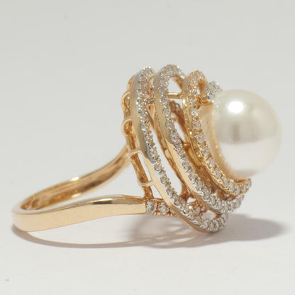 Pearl Spiral Natural Diamond Ring