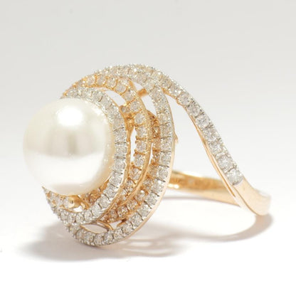 Pearl Spiral Natural Diamond Ring