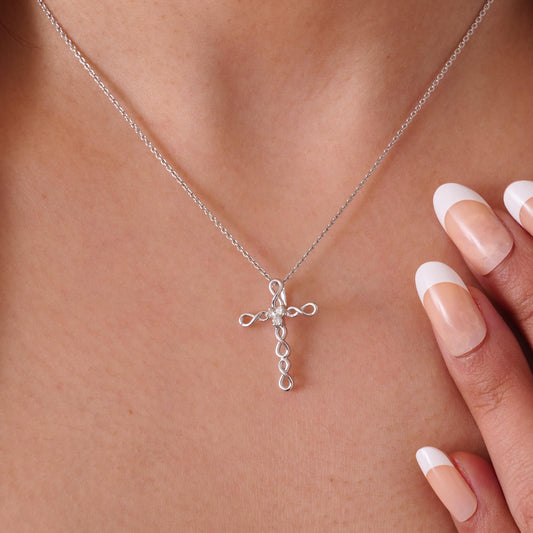 Infinity Loop Diamond Cross Pendant