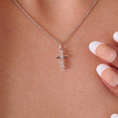 Cross Drop Diamond Pendant