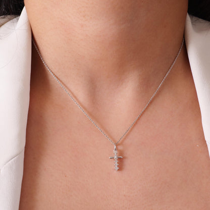Cross Drop Diamond Pendant