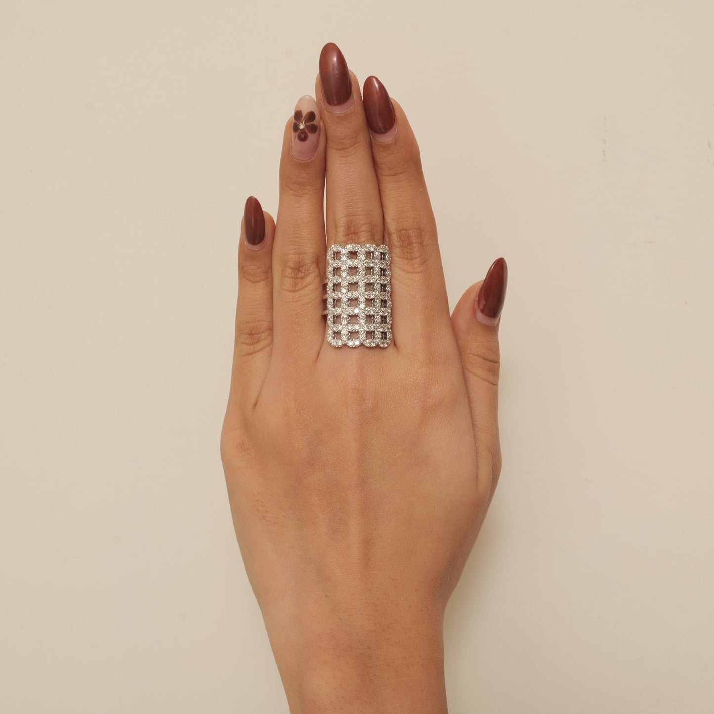 Check Design Wide Cocktail Ring