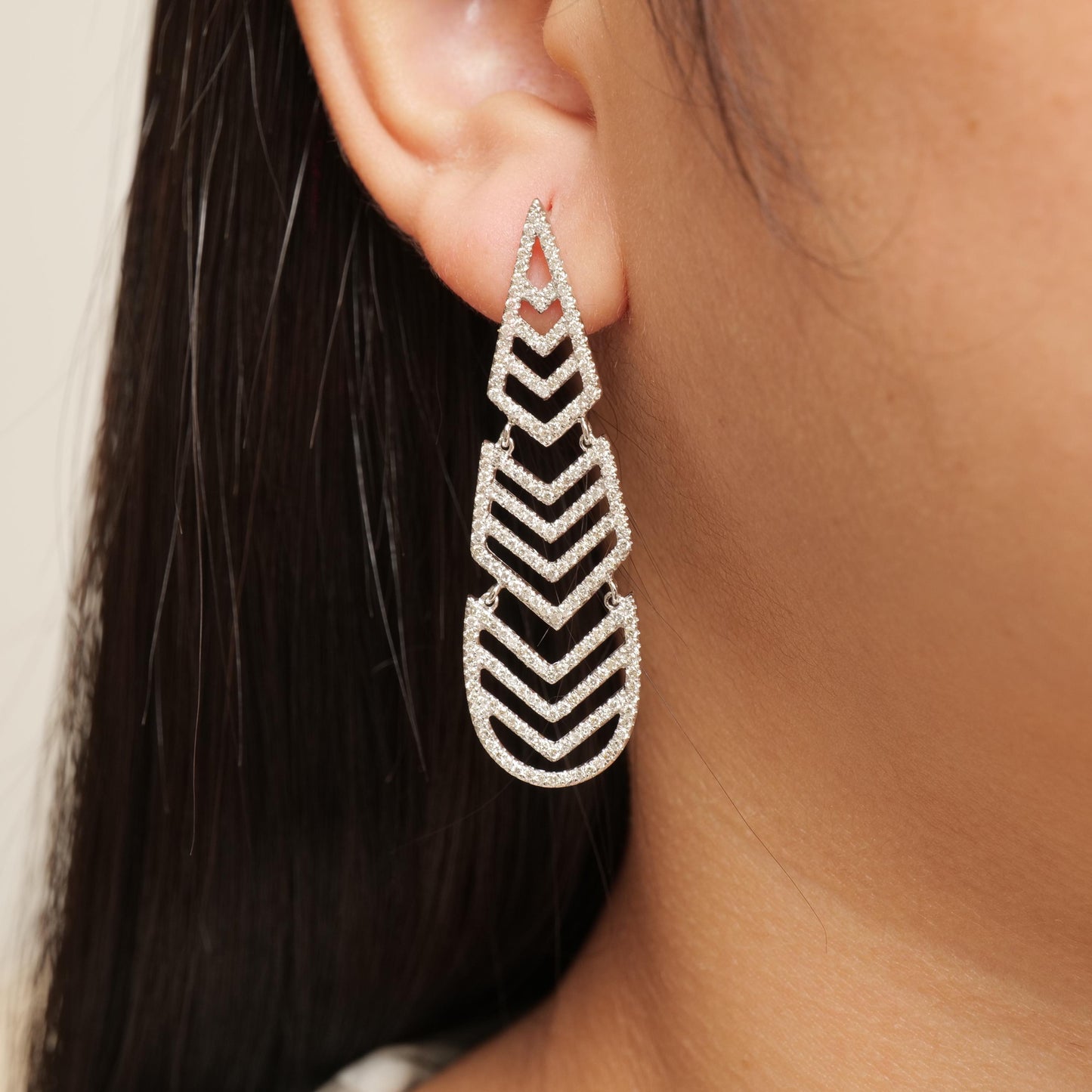 Geometric Chandelier Natural Diamond Earrings