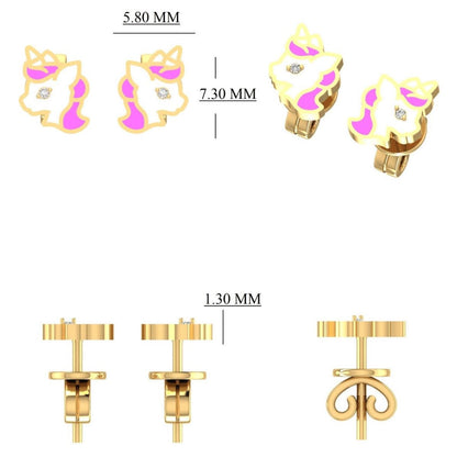 Unicorn Diamond Stud Earrings