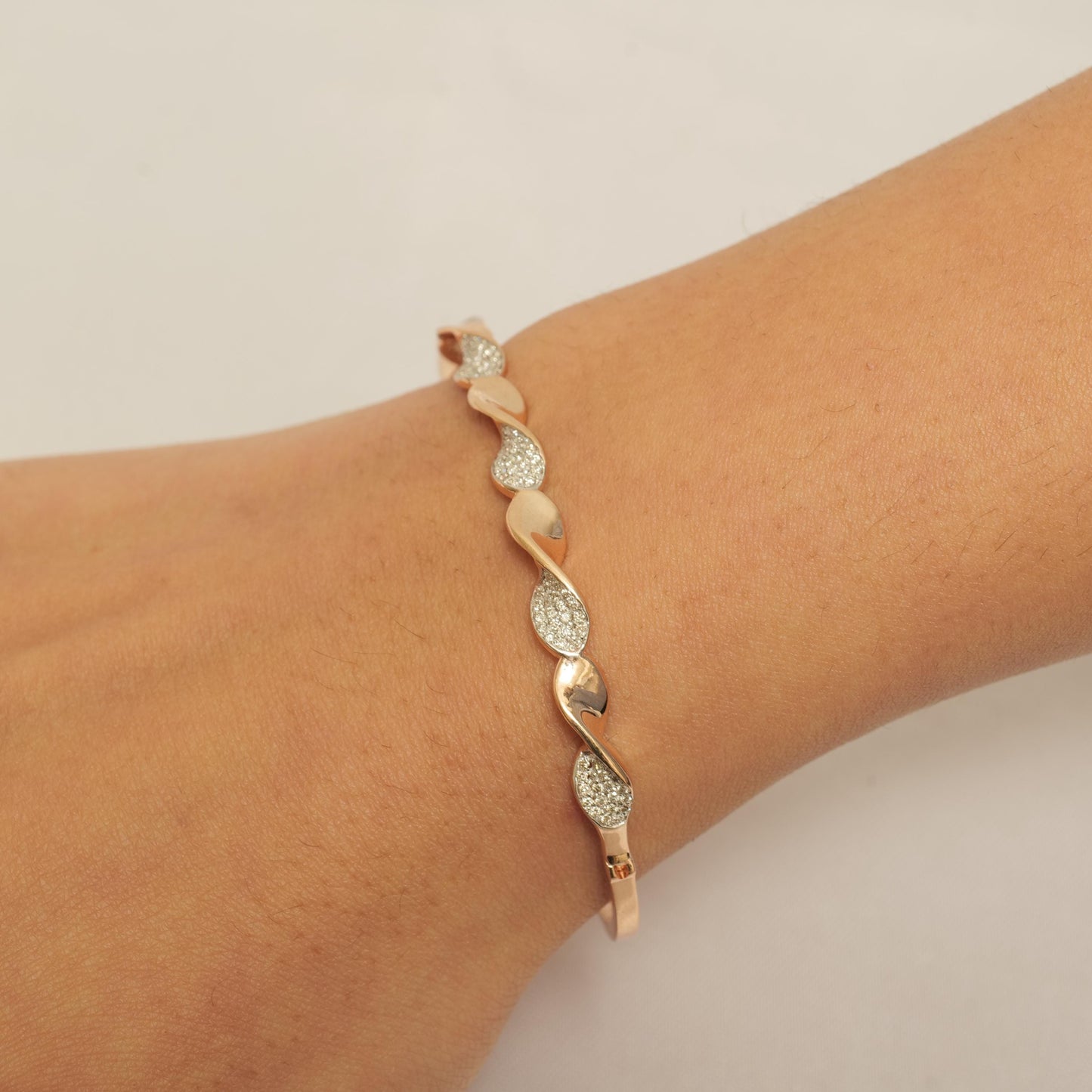 Wavy Natural Diamond Pave Cuff Bracelet