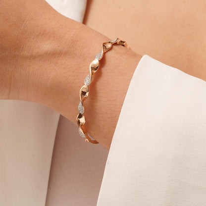 Wavy Natural Diamond Pave Cuff Bracelet