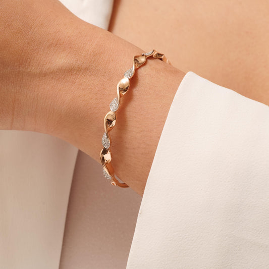 Wavy Natural Diamond Pave Cuff Bracelet