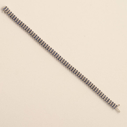 Blue Sapphire Natural Diamond Wedding Tennis Bracelet