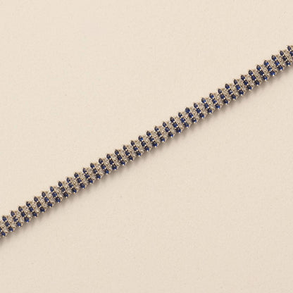 Blue Sapphire Natural Diamond Wedding Tennis Bracelet