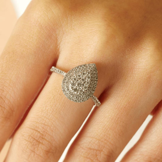 Teardrop Halo Natural Diamond Ring
