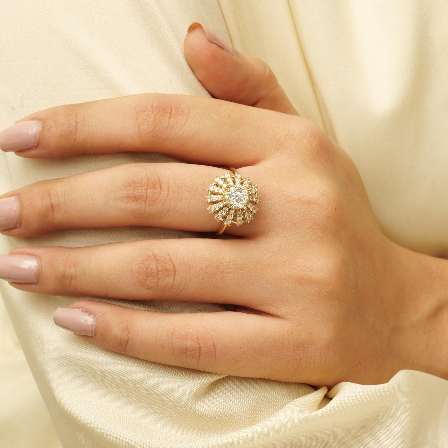 Floral Diamond Cluster Ring