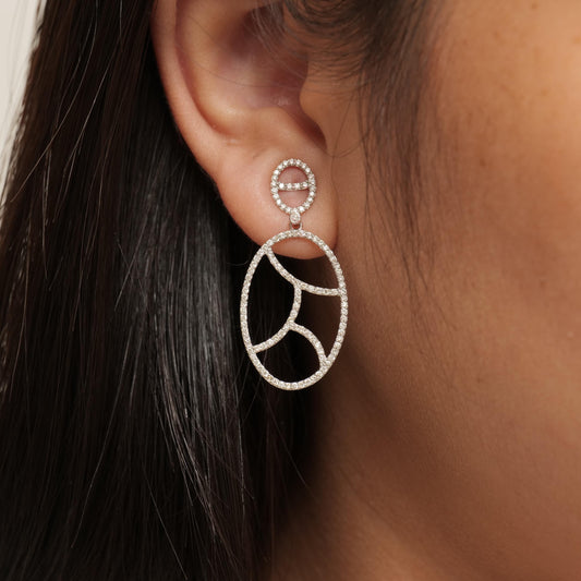 Oval Natural Diamond Drop Earrings