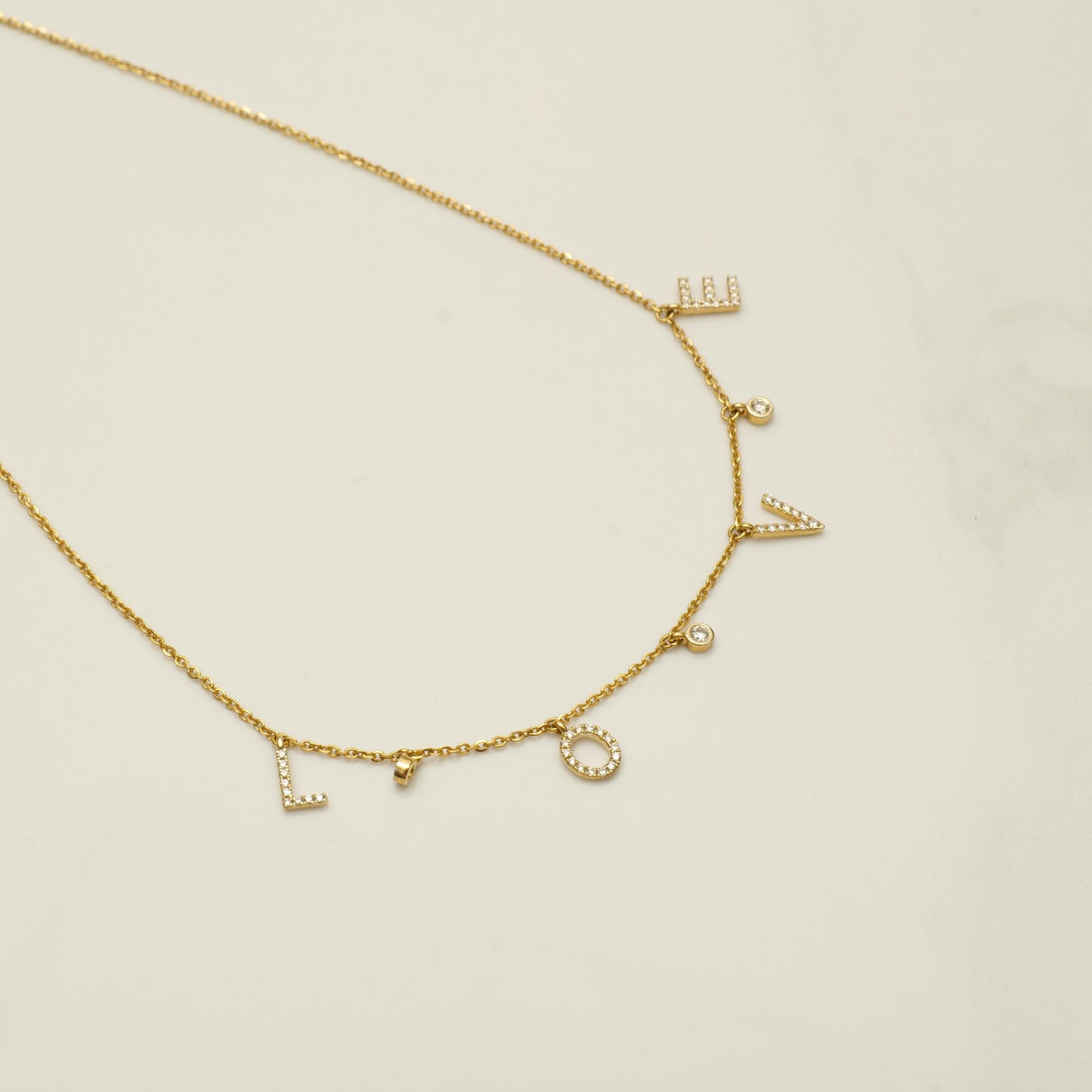 Love Dangle Diamond Drop Necklace