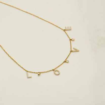 Love Dangle Diamond Drop Necklace