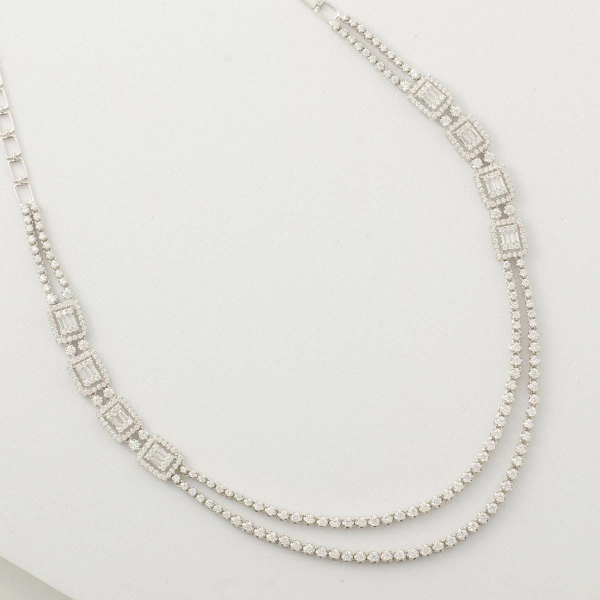 Layered Halo Diamond Necklace