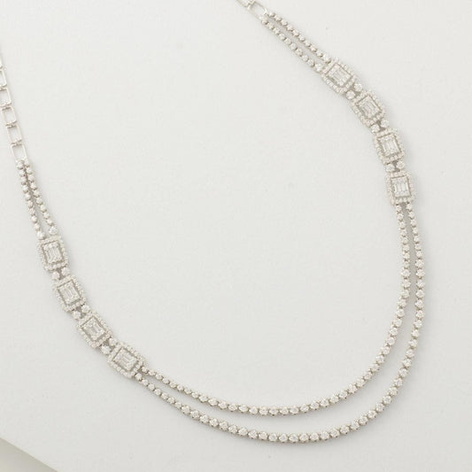 Layered Halo Diamond Necklace
