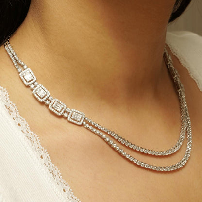 Layered Halo Diamond Necklace