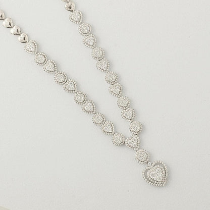 Halo Heart Drop Diamond Necklace